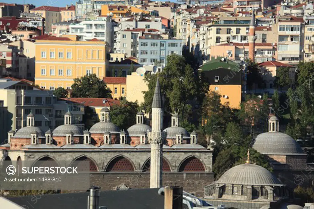 Mosque and residential Area Near Cruise ship Terminal in the North Side of Golden Horn, Istanbul, Turkey