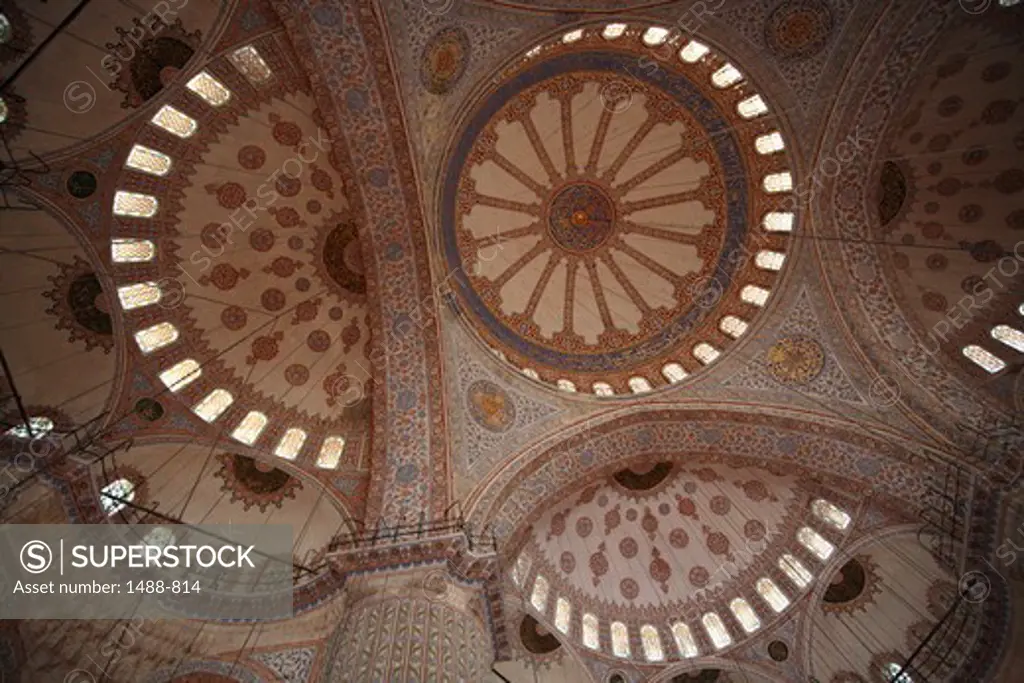 Details of the ceiling of Blue Mosque, Istanbul, Turkey