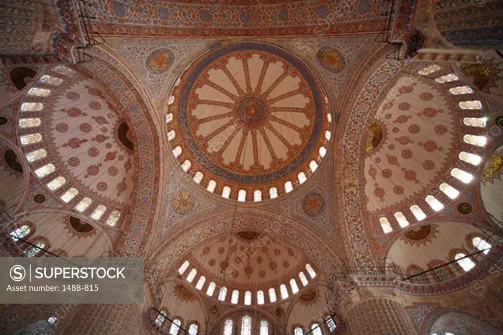 Details of the ceiling of Blue Mosque, Istanbul, Turkey