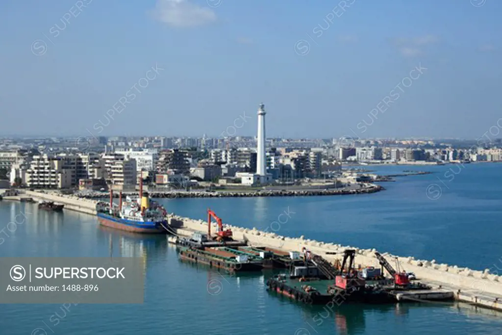 Container ship at a port, Bari, Puglia, Italy