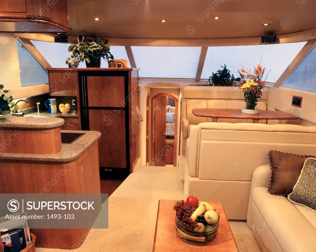 Interior of a cabin of a boat
