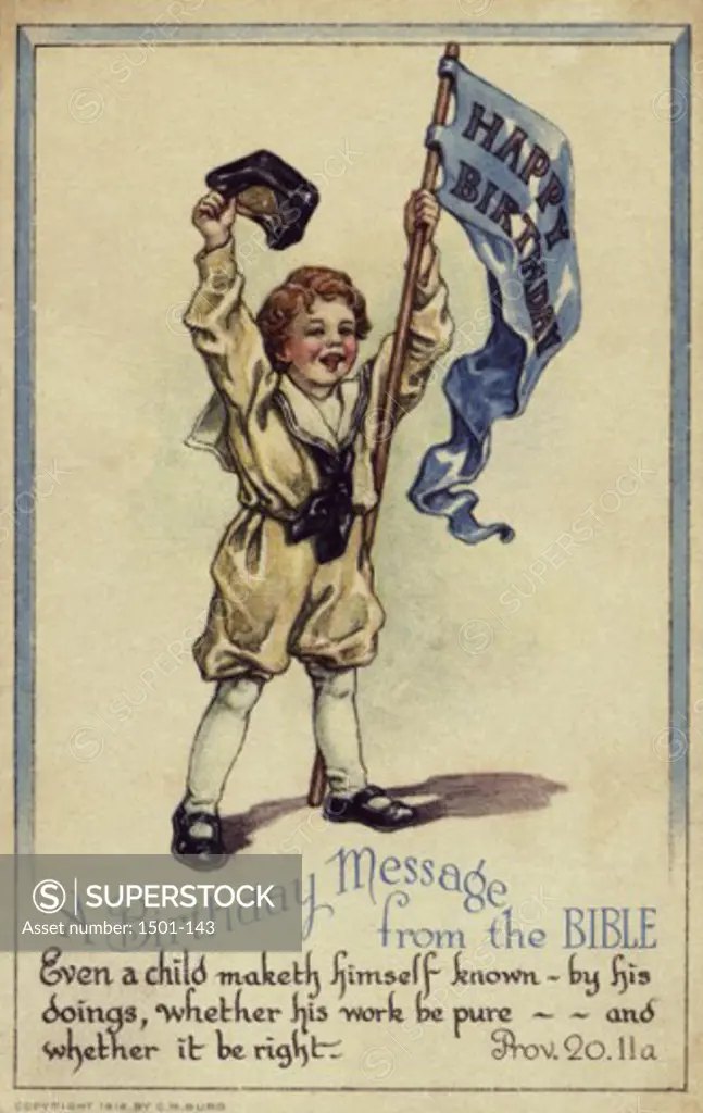 A Birthday Message from the Bible 1916 Postcard Private Collection