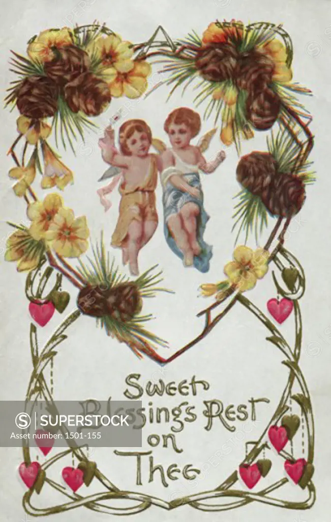 Sweet Blessings Rest on Thee Postcard Private Collection