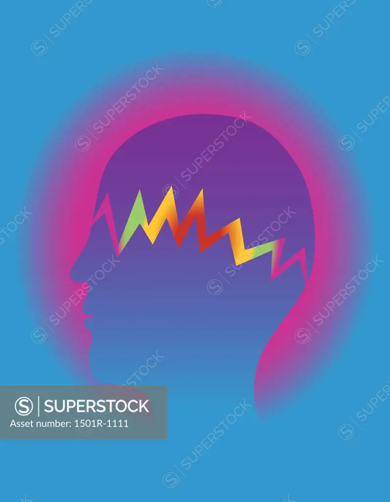 Profile of person having headache, illustration