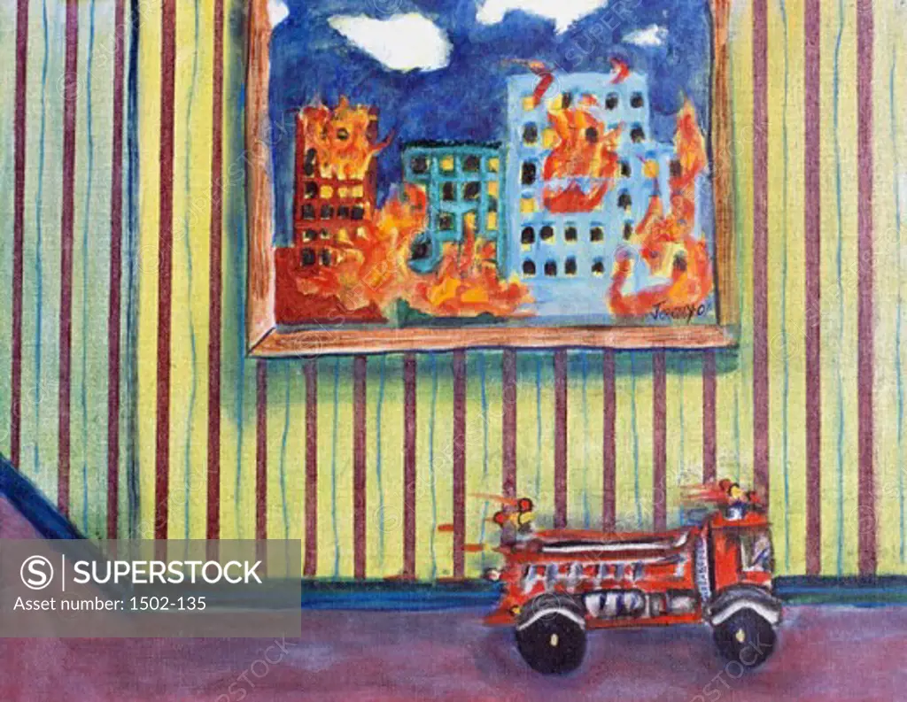 Fire Engine 2001 Jeremy Hauser (20th C. American) Oil on canvas board Private Collection 