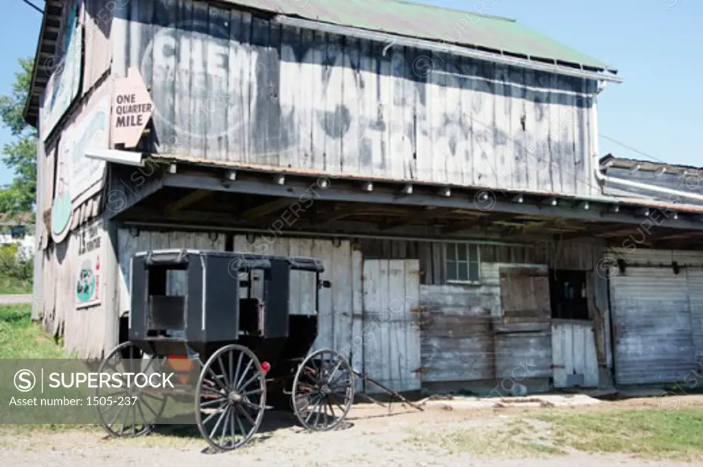 Carriage in front of a building, Amish Country, Ohio, USA