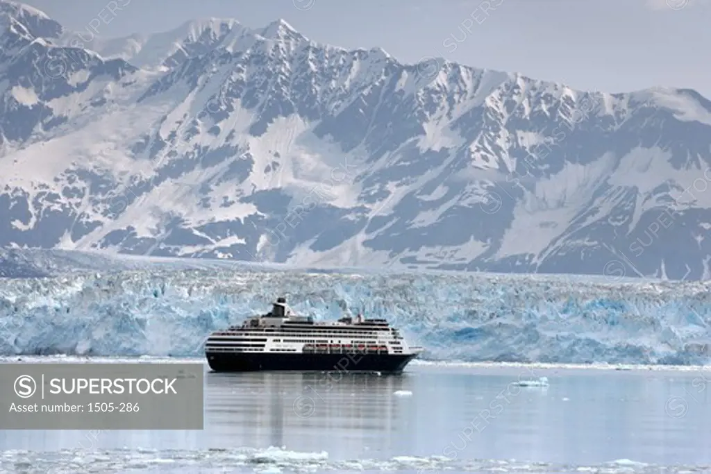 Cruise ship in the sea, Hubbard Glacier, Alaska, USA