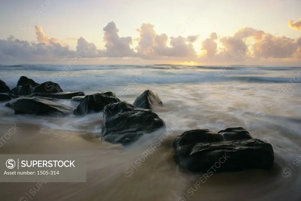 Rocks on the beach, Lihue, Kauai, Hawaii, USA