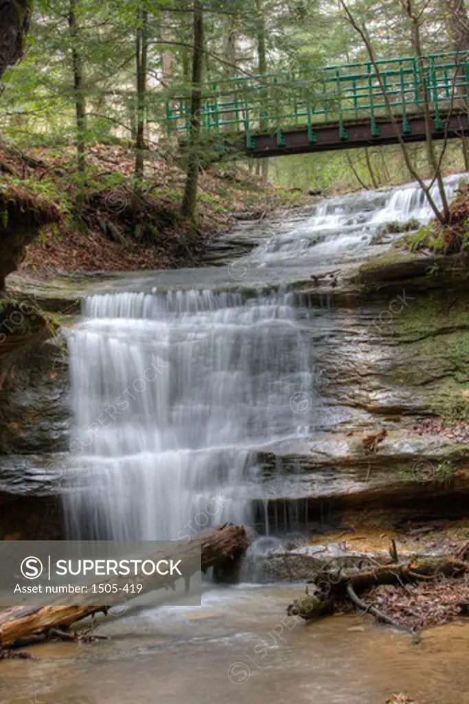 Waterfall in a forest, Old Man's Cave, Hocking Hills State Park, Logan, Hocking County, Ohio, USA