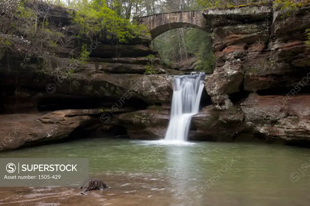 Waterfall in a forest, Upper Falls, Hocking Hills State Park, Logan, Hocking County, Ohio, USA