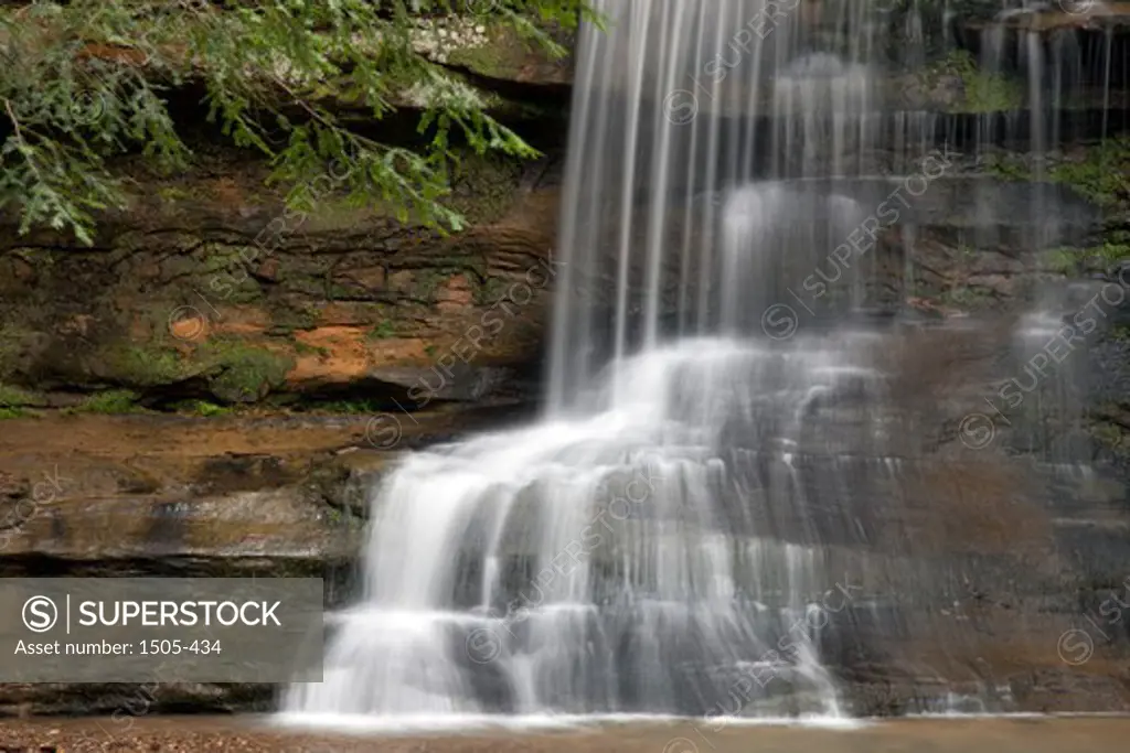 Waterfall in a forest, Old Man's Cave, Hocking Hills State Park, Logan, Hocking County, Ohio, USA