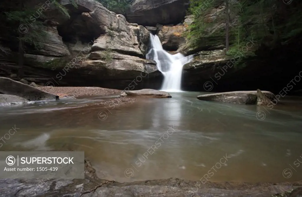 Waterfall in a forest, Cedar Falls, Hocking Hills State Park, Logan, Hocking County, Ohio, USA