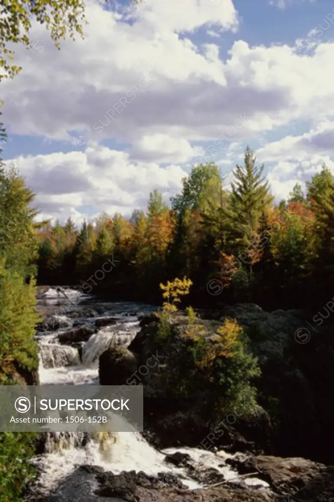 Stream running through a forest, Potato Falls, Wisconsin, USA