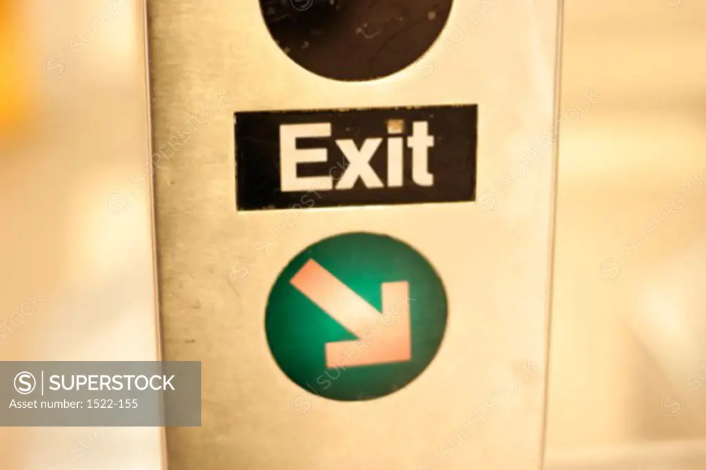 Close-up of an exit sign