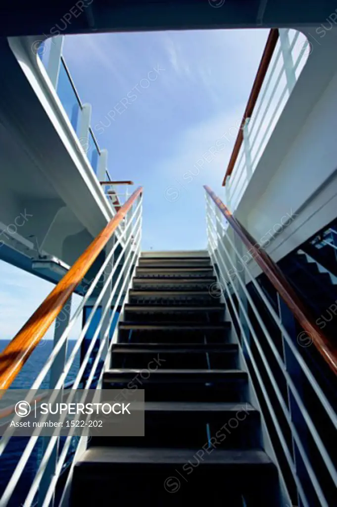Low angle view of a staircase on a cruise ship