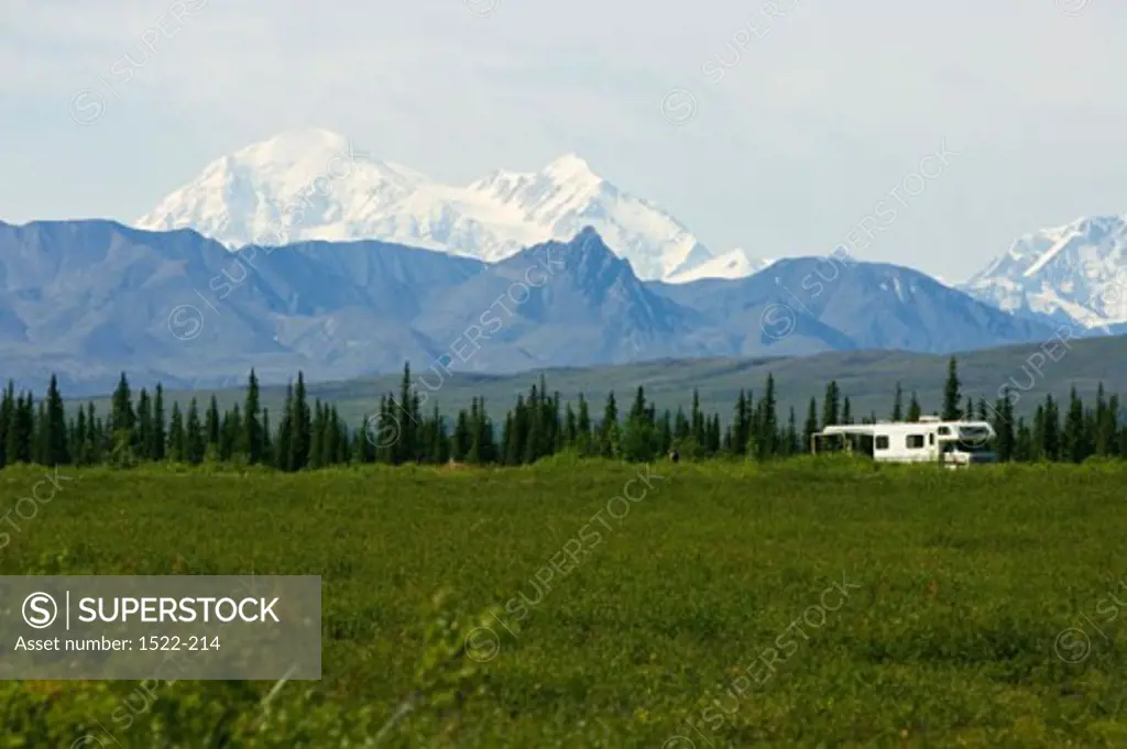 Panoramic view of mountains, Mount McKinley, Denali National Park, Alaska, USA