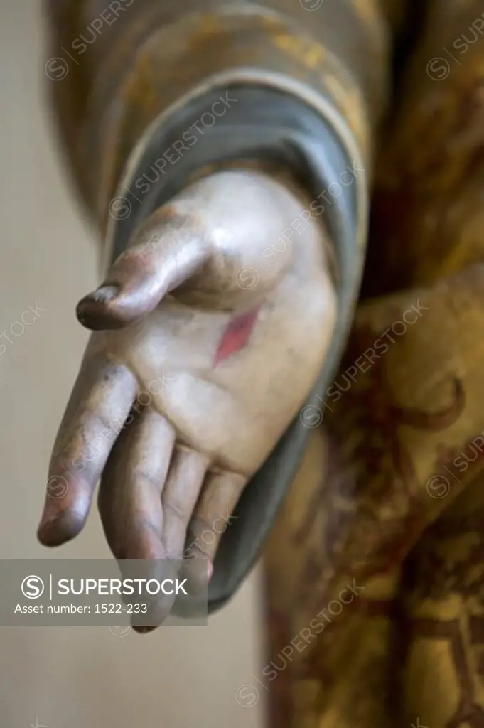 Close-up of a palm of a statue, Church of Our Lady, Brugge, Belgium