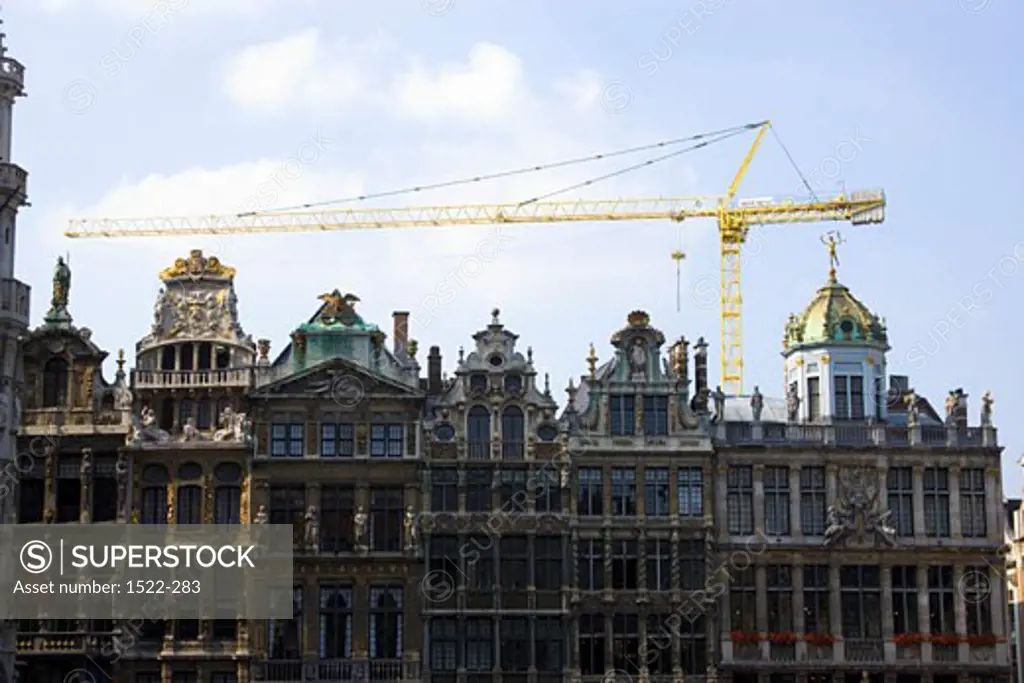 Crane on a building, Grand Place, Brussels, Belgium