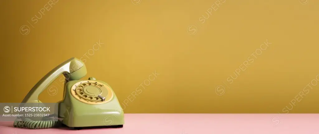 Vintage Retro Telephone Style, Old Object from 1980-1990, Technology and Communication in the Past. Clean, Colourful  and Minimal