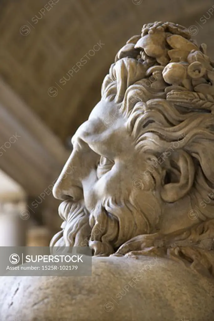 Close-up profile of the River Tiber sculpture in the Vatican Museum, Rome, Italy.
