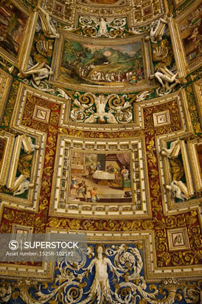 Ceiling fresco in the Vatican Museum, Rome, Italy.