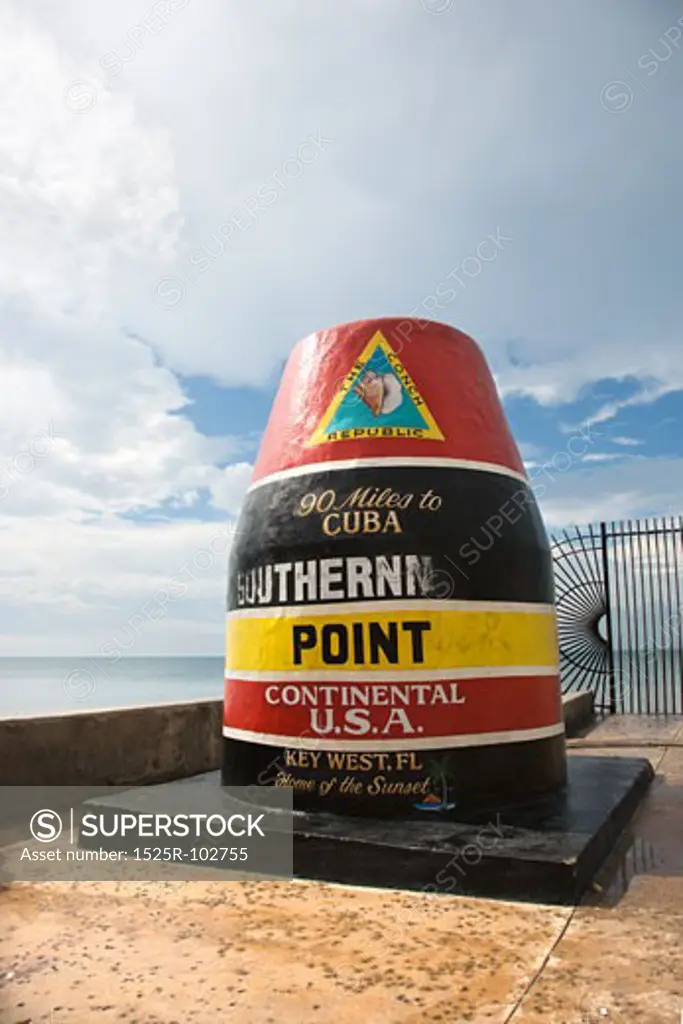 Southernmost point landmark of Key West, Florida.