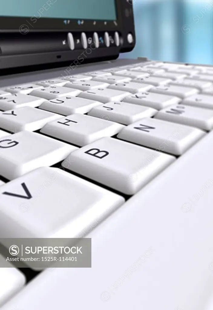 Laptop computer keyboard made in 3d - Focus around the H key