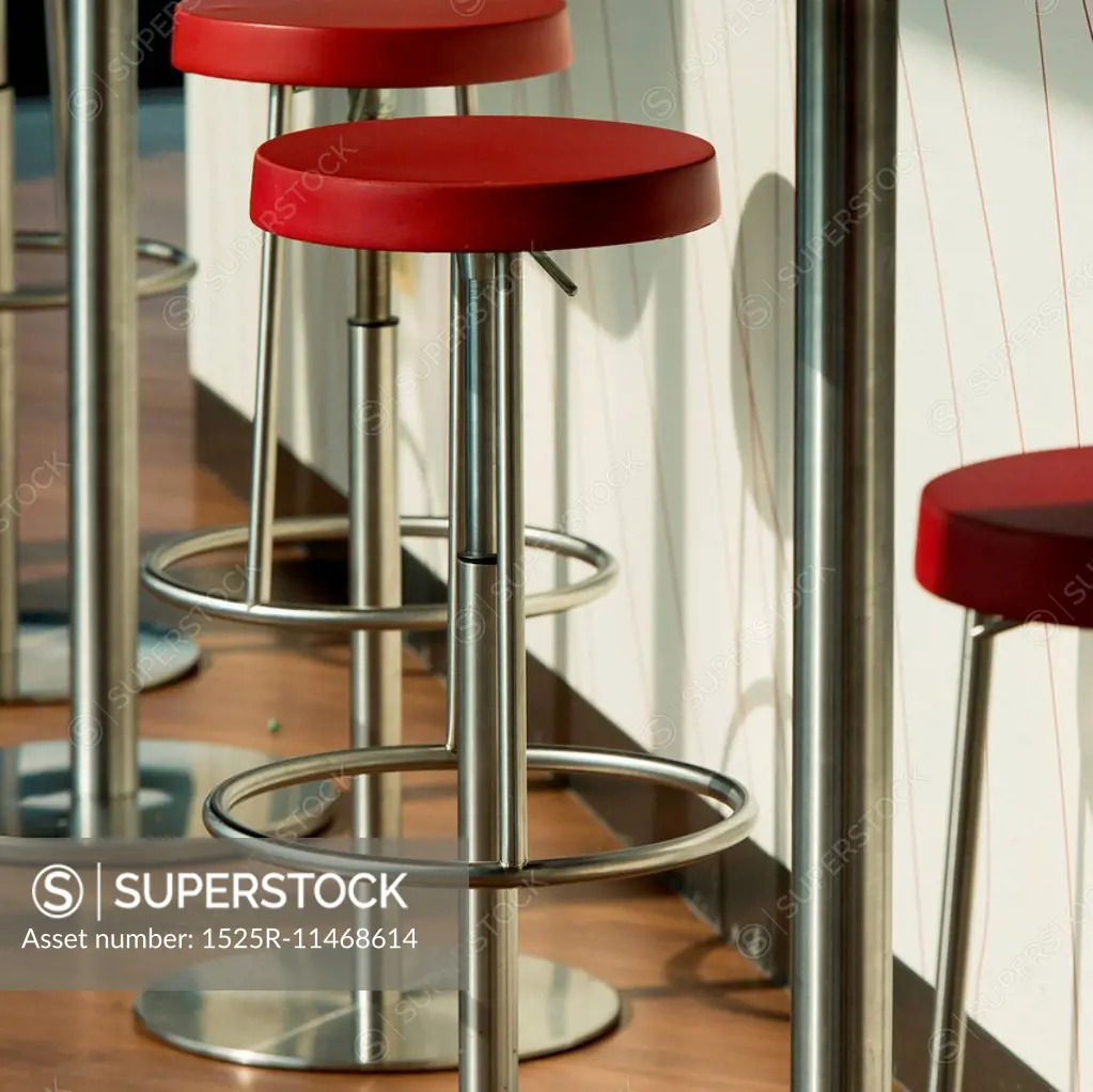 Bar stools at a bar counter, Chicago, Cook County, Illinois, USA