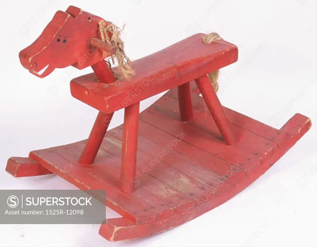 Red wooden rocking horse L2