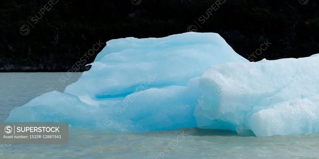 View of iceberg in lake, Grey Glacier, Grey Lake, Torres del Paine National Park, Patagonia, Chile