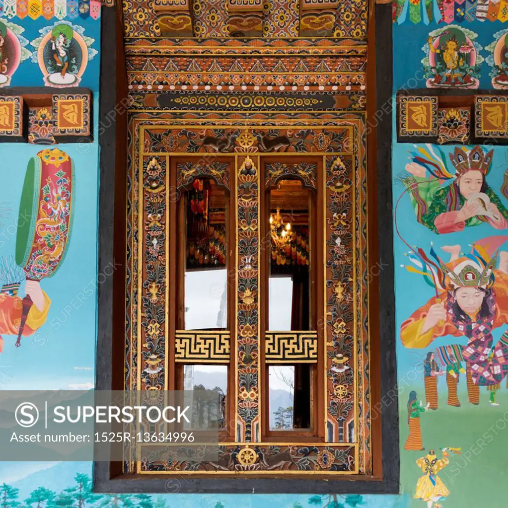 Doorway detail of a monastery, Dochula Pass, Bhutan