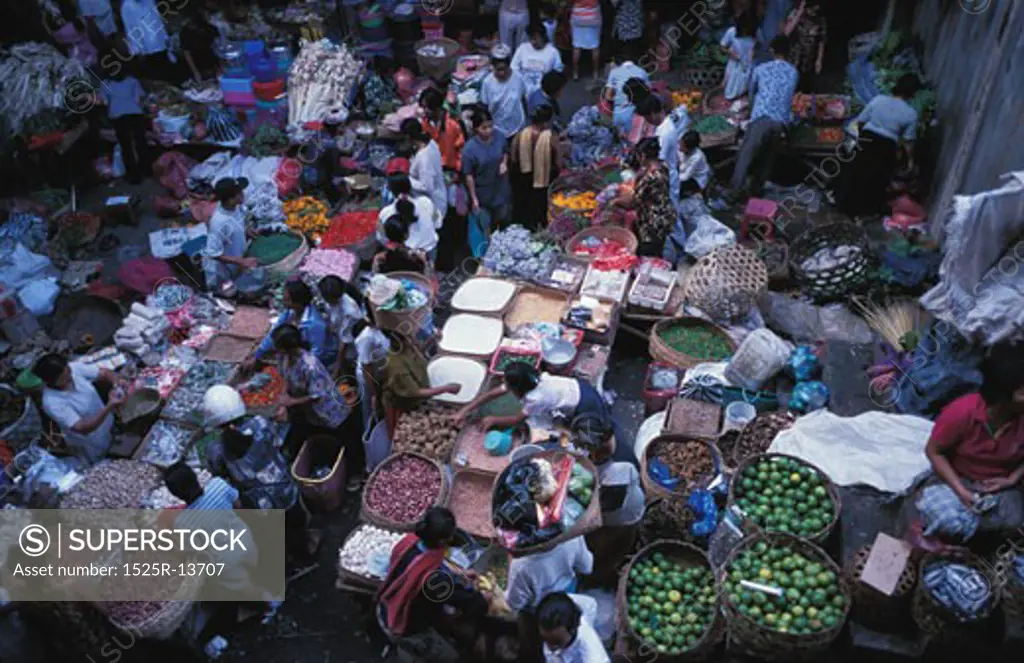 Arial view of Balinese market