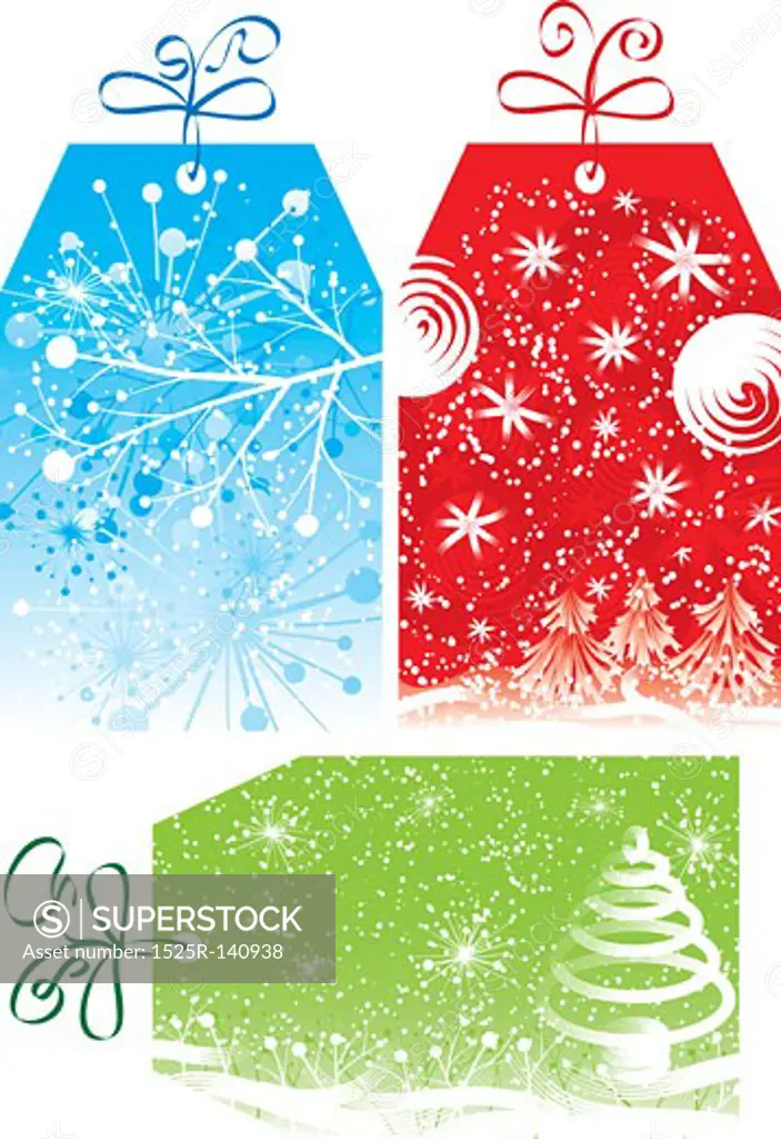 Christmas gift tags, vector illustration