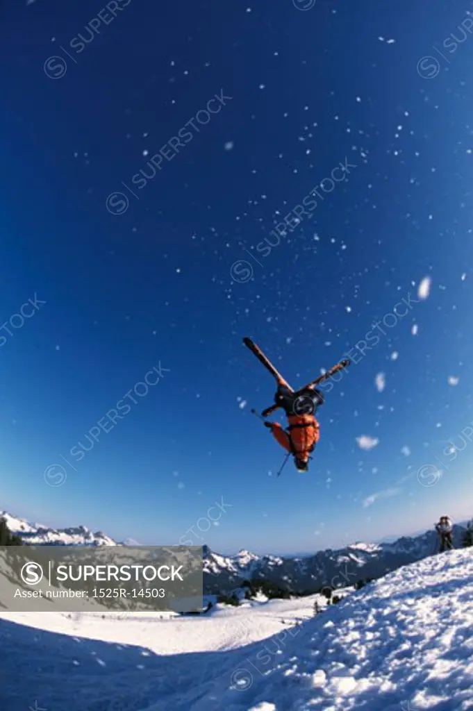 Skier Jumping in Air