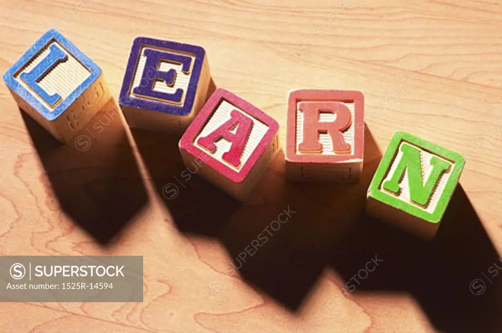 Blocks spelling out the word learn 