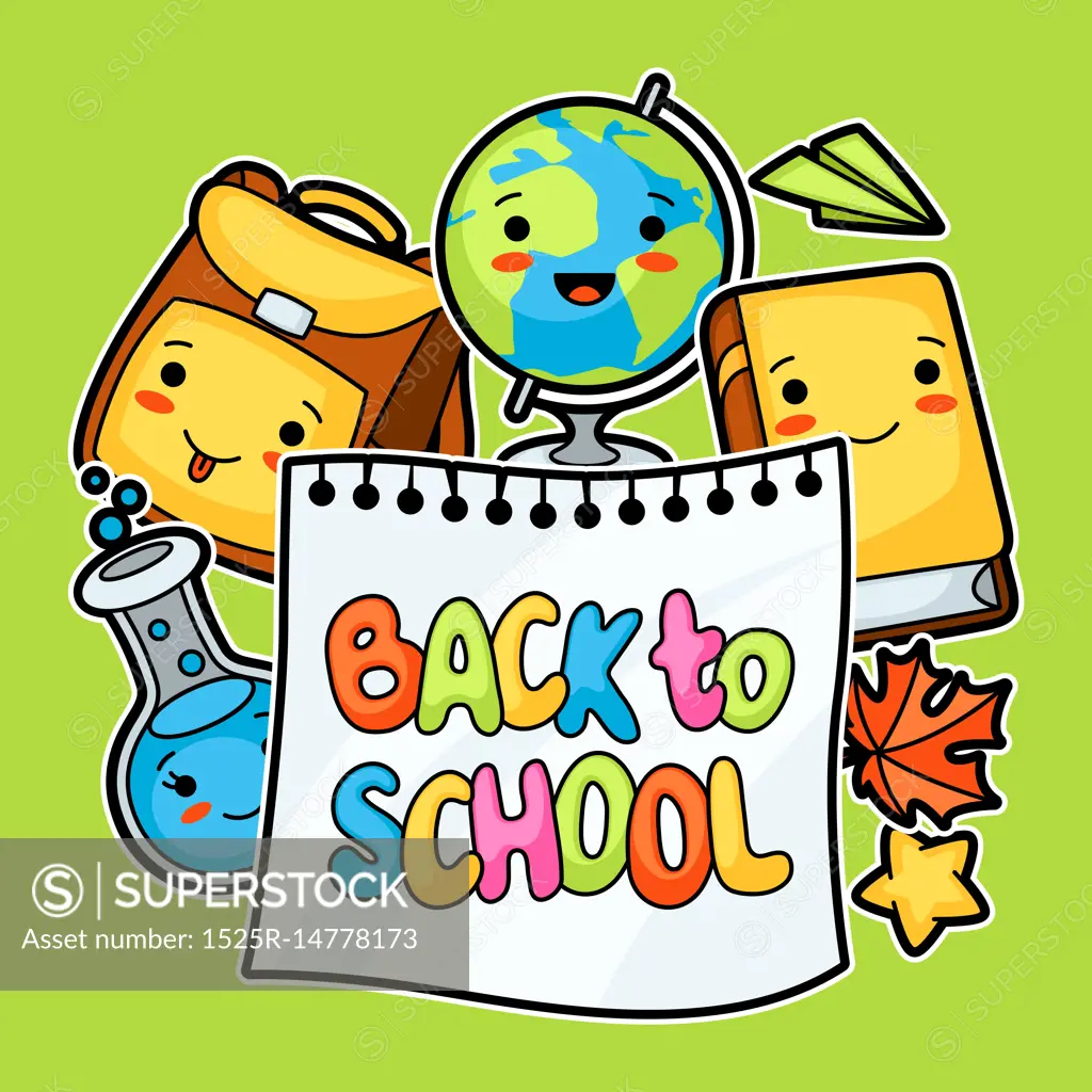 Back to school. Kawaii design with cute education supplies. Back to school. Kawaii design with cute education supplies.