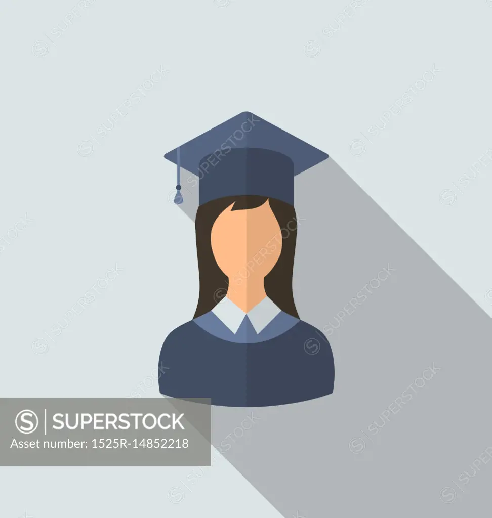 Graduation hat icon in flat style. Student cap vector illustration