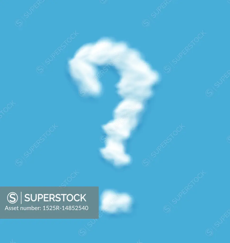 Question Mark Shaped Cloud on Blue Sky Background - vector