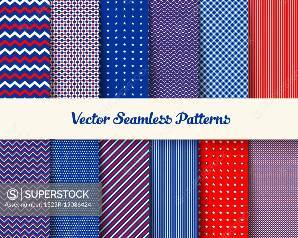 Seamless american patriotic vector geometric pattern