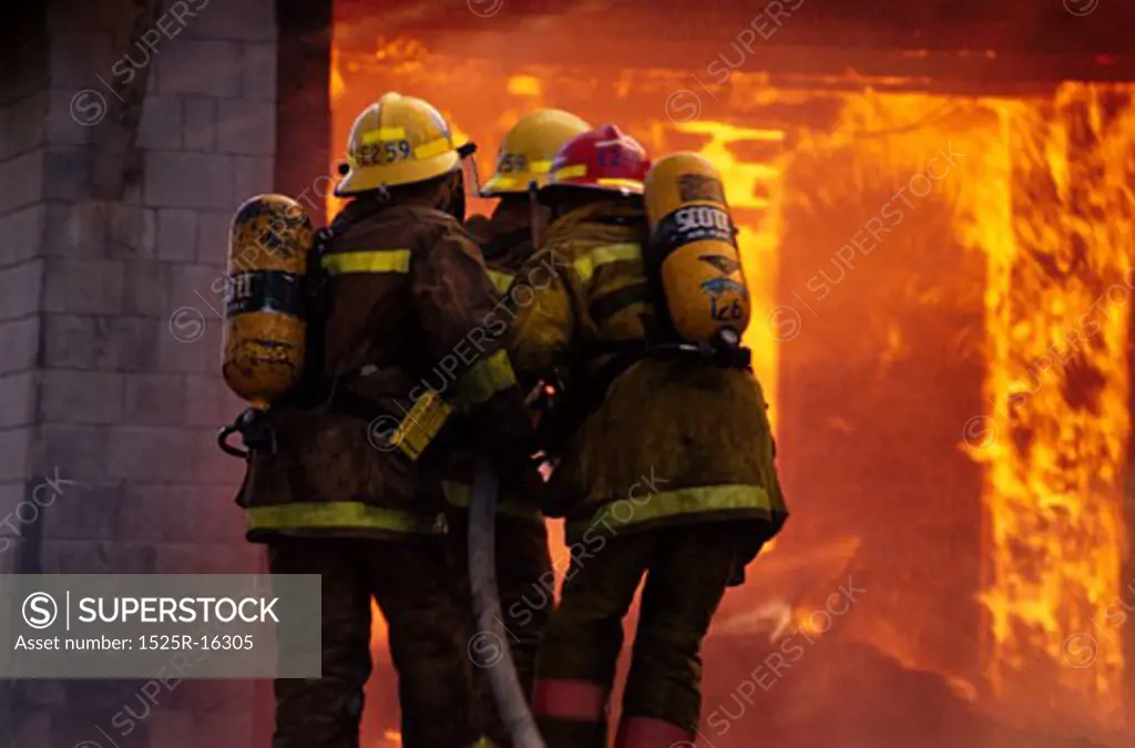Fire fighters fighting a blaze