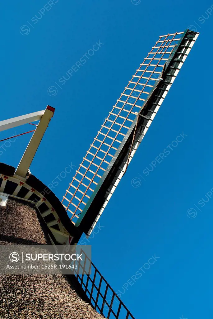 Low angle view of Dutch windmill