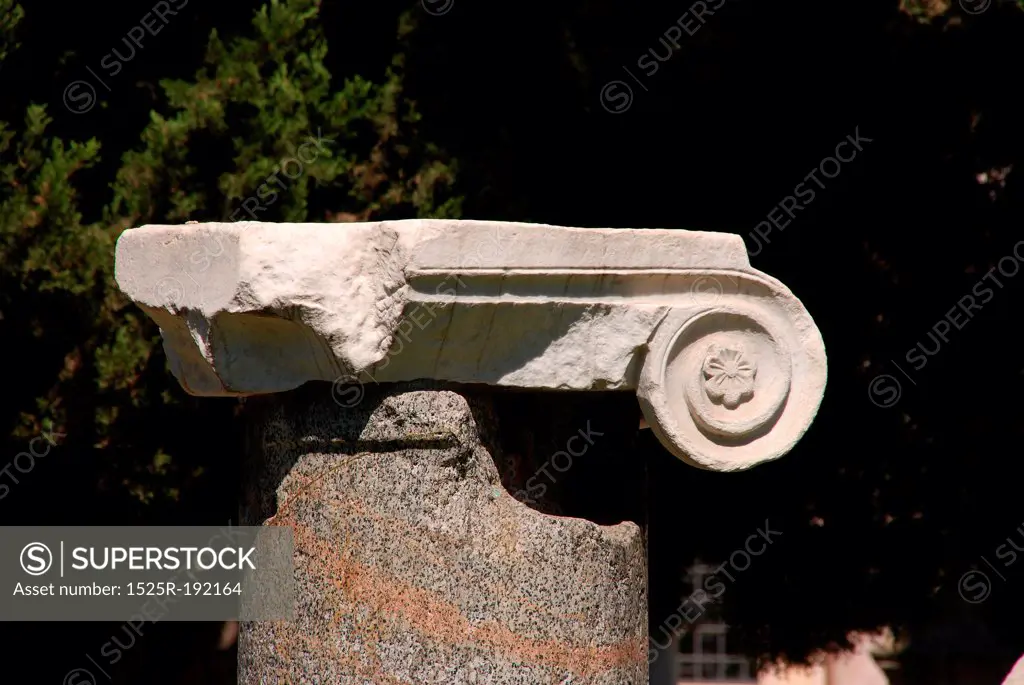 Close up of stone pillar ruin, Rome