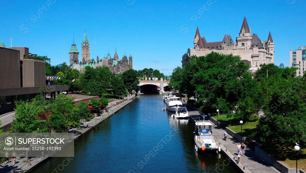 Canadian Cities, Ottawa's historic Rideau Canal, Ontario Canada.
