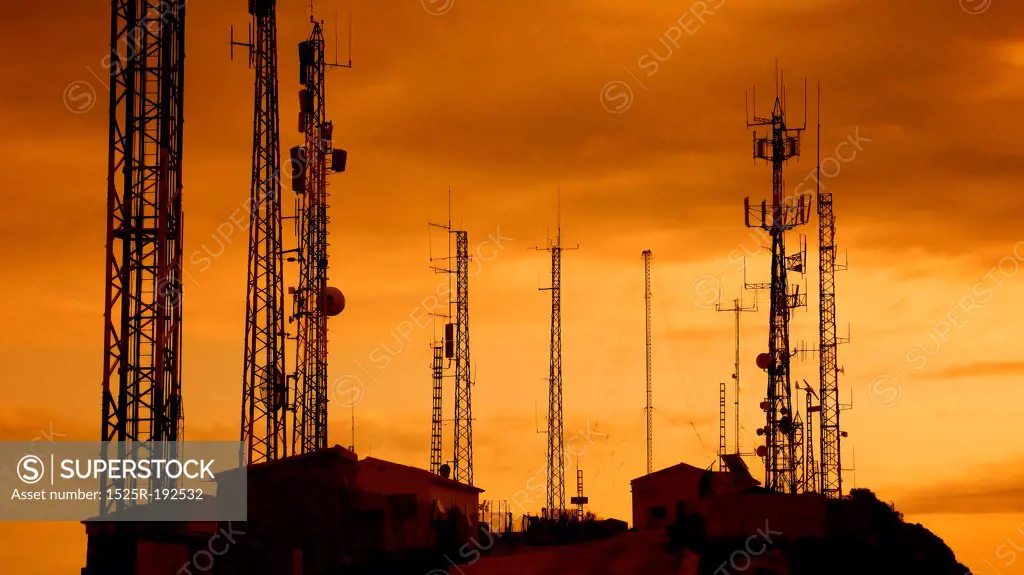 Collection of communication radio towers.