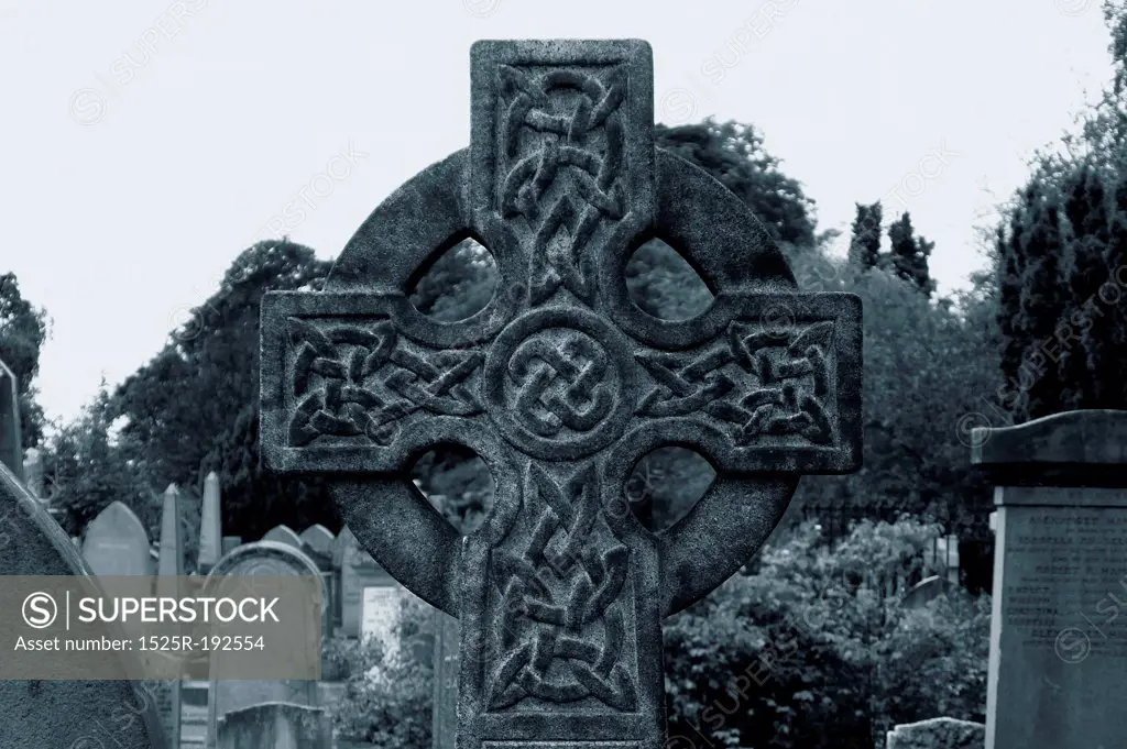 Celtic cross grave marker.