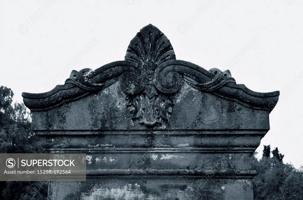 Old architectural grave marker, Scotland UK.