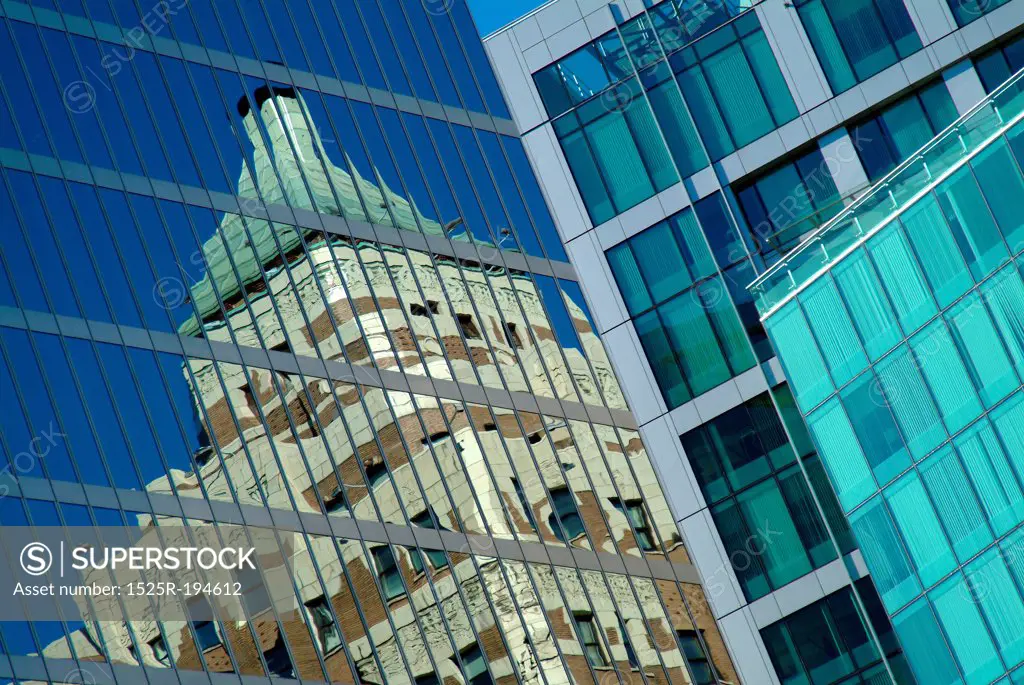 Reflection of Marine Building in another building, Vancouver Canada.