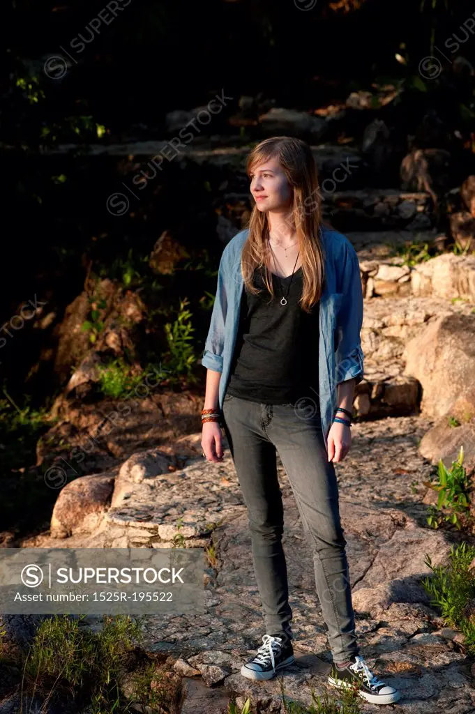 Mountain Pine Ridge Reserve, Teenager Posing on Rocks