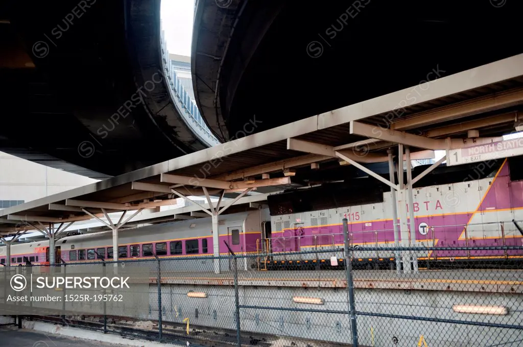 Commuter train in Boston, Massachusetts, USA