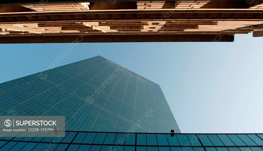 Upward view of a skyscraper in Boston, Massachusetts, USA